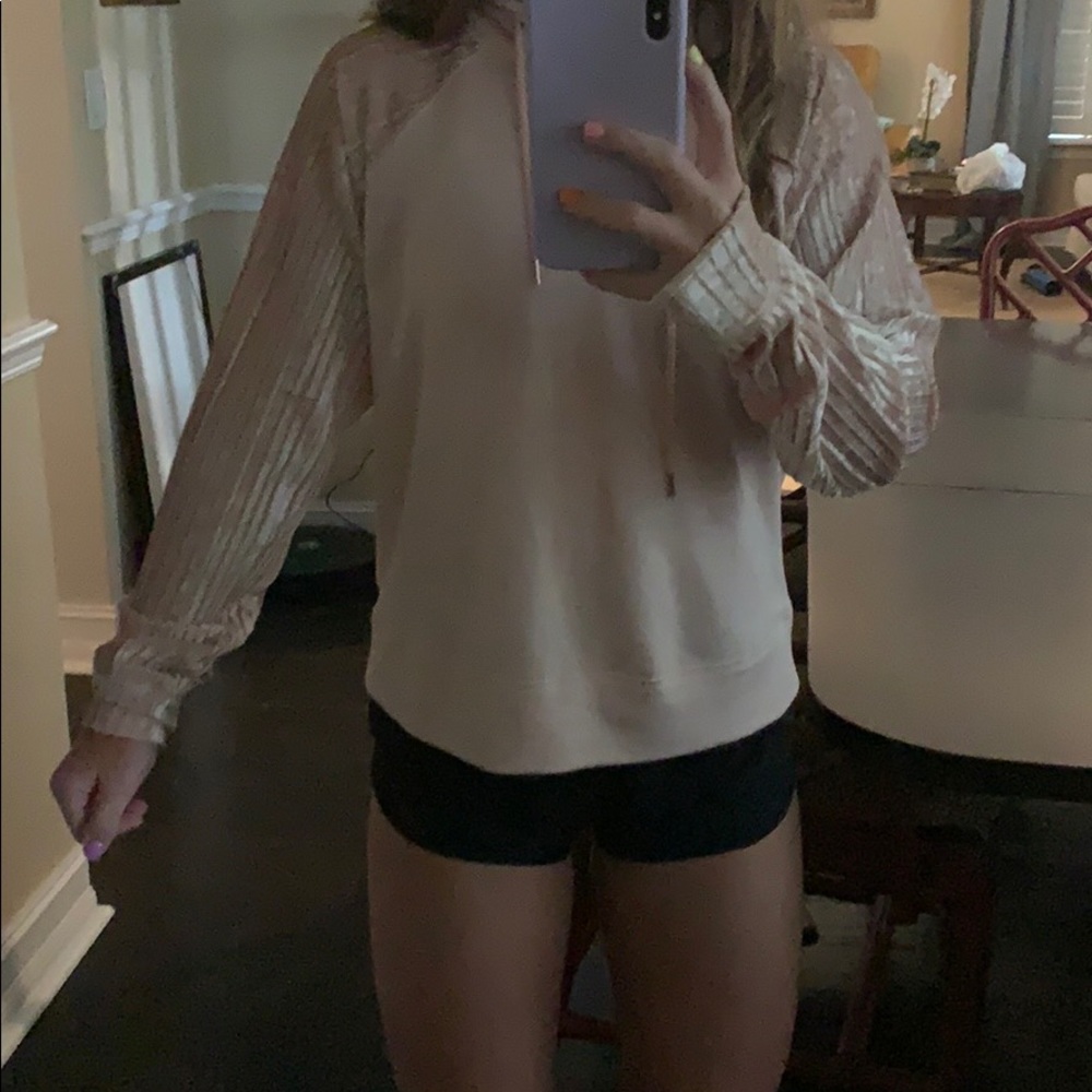 a blush pink hoodie